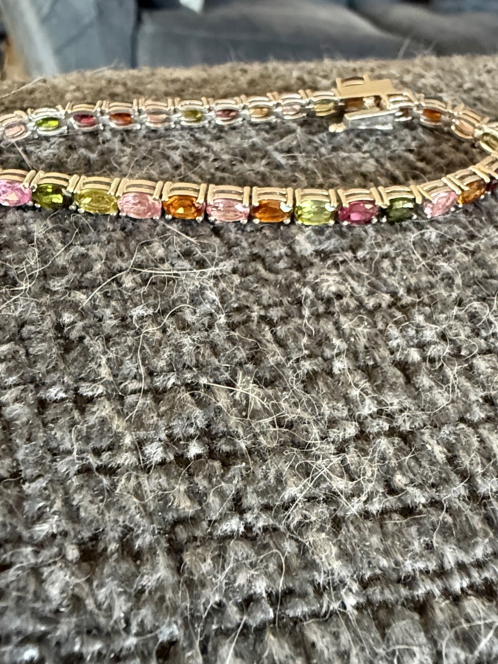 Sterling Silver Bracelet Multicolor Gemstones - Tourmaline approximately 6-3/4 L
